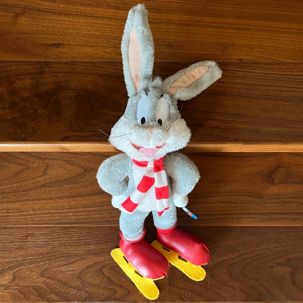 VINTAGE Collectible 1997 Warner Bros Bugs Bunny Ice Skater Plush
